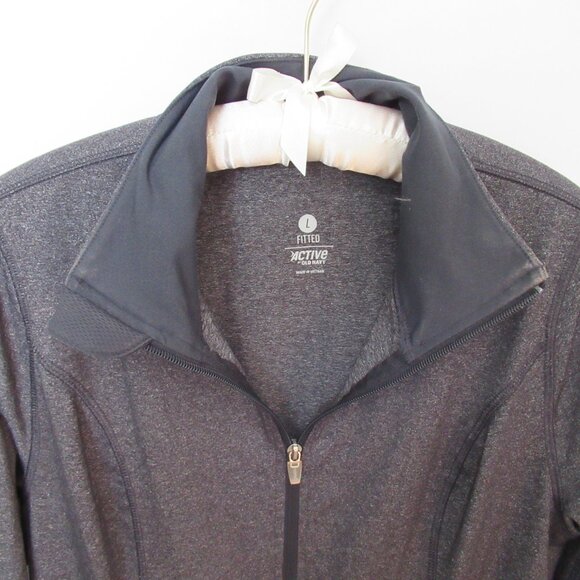 Old Navy Active gray fitted zip front long sleeve windbreaker jacket *Sz L* - Picture 2 of 7